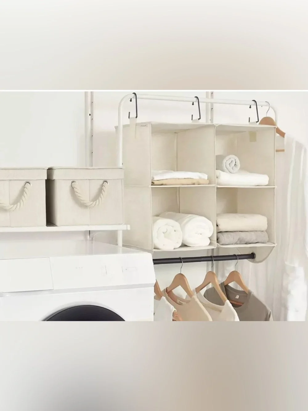 NWT Hanging Closet Organizer with Garment Rod, 4 Section Closet Hanging Shelves